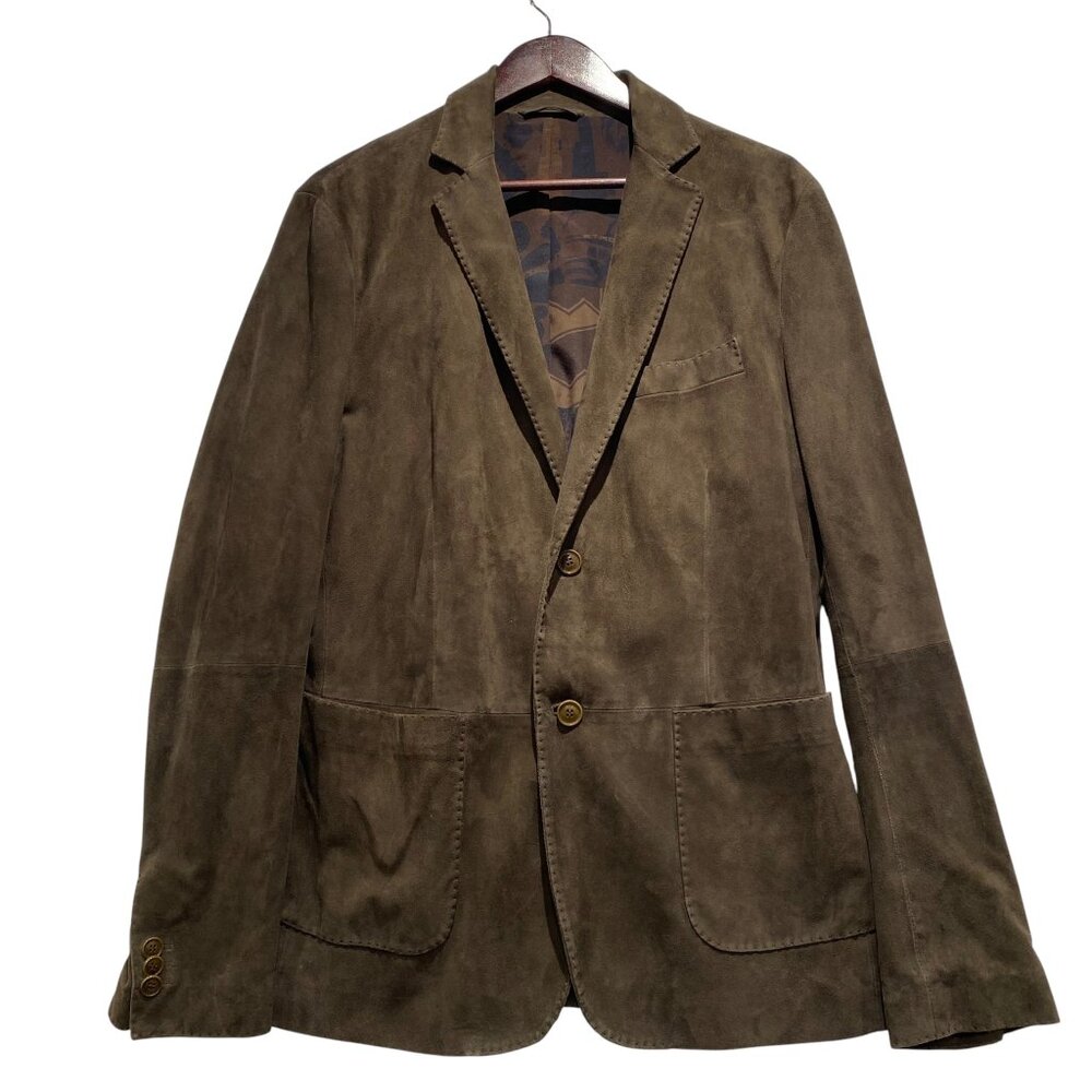 ETRO Super Soft Suede Goat Skin 2 Button Brown Blazer